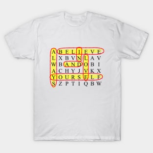 Always Believe in and Love Yourself - Crossword Puzzle Yellow T-Shirt